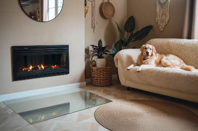 Placă de sticlă dreptunghiulară șemineu Motiv de marmură în tonuri subtile