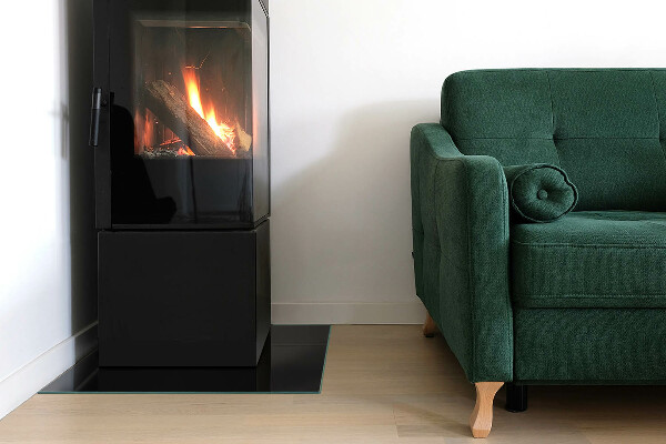 Placă de sticlă dreptunghiulară șemineu Culoare Negru