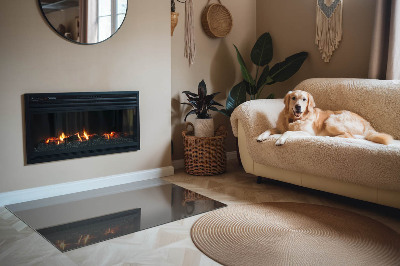 Placă dreptunghiulară din sticlă pentru șemineu Culoare: Gri-maro