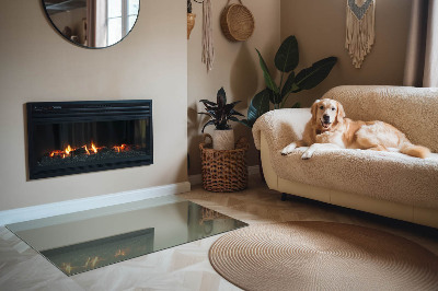 Placă dreptunghiulară din sticlă pentru șemineu Culoare măslinie