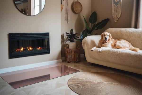 Placă de sticlă dreptunghiulară șemineu Culoare roz