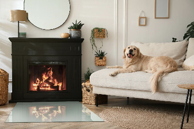 Placă dreptunghiulară din sticlă pentru șemineu Culoare Verde Deschis