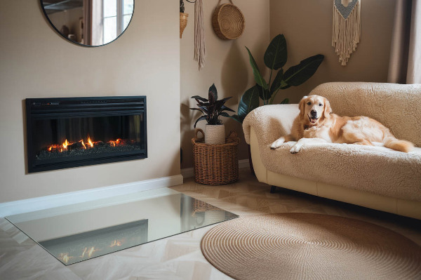 Placă dreptunghiulară din sticlă pentru șemineu Culoare Verde Deschis