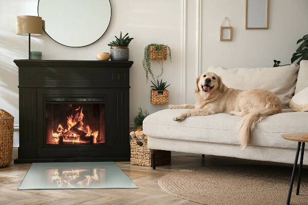 Placă dreptunghiulară din sticlă pentru șemineu Culoare Verde Deschis