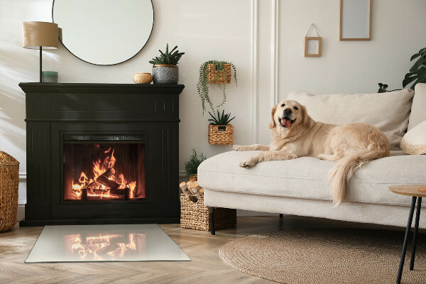 Placă dreptunghiulară din sticlă pentru șemineu Culoare bej