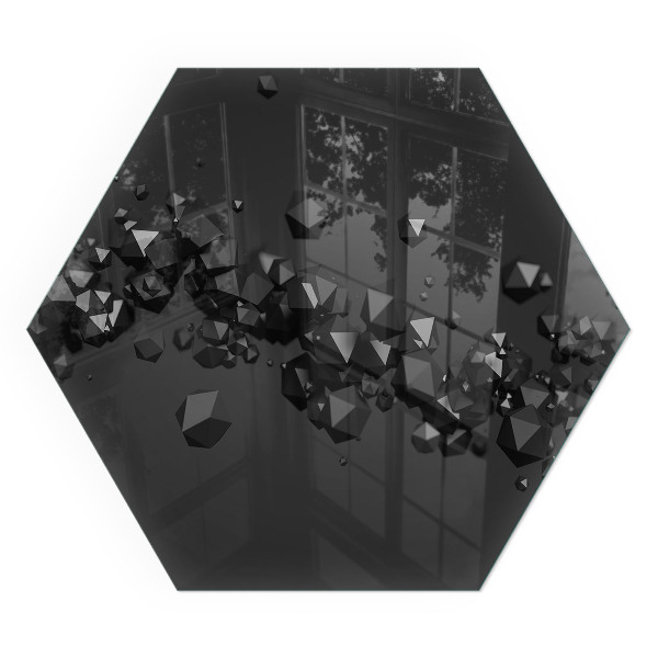 Placă hexagonală din sticlă pentru șemineu Forme abstracte de nori în solide