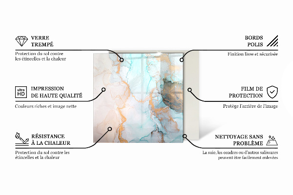 Placă de sticlă hexagonală șemineu Model organic într-un stil abstract