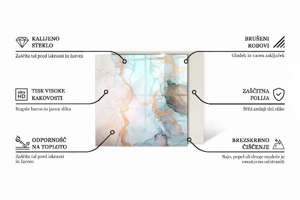 Placă de sticlă hexagonală șemineu Model organic într-un stil abstract