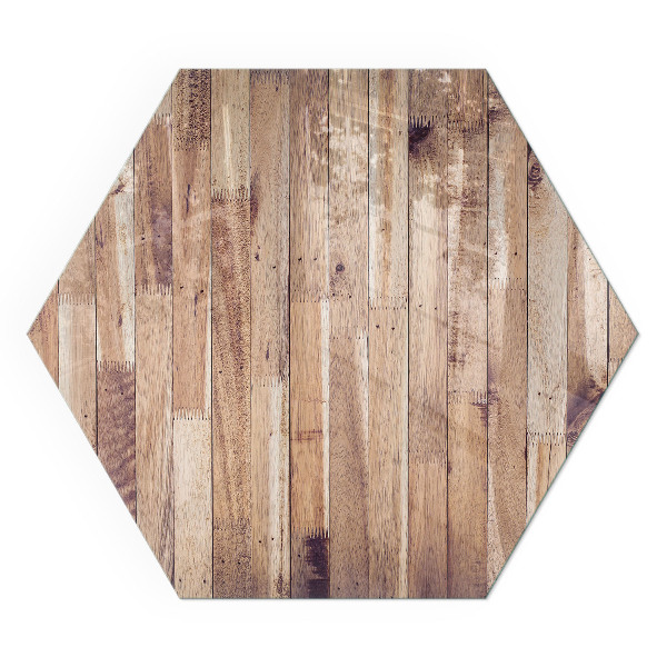 Sticlă hexagonală sub sobă Model din lemn într-un aranjament geometric