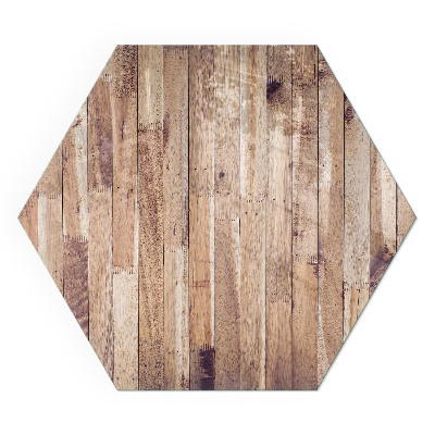 Sticlă hexagonală sub sobă Model din lemn într-un aranjament geometric