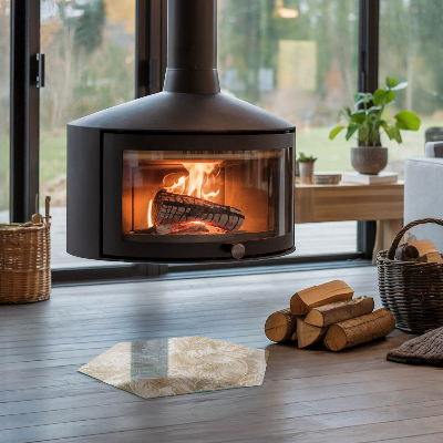 Placă hexagonală din sticlă pentru șemineu Modele delicate de frunze