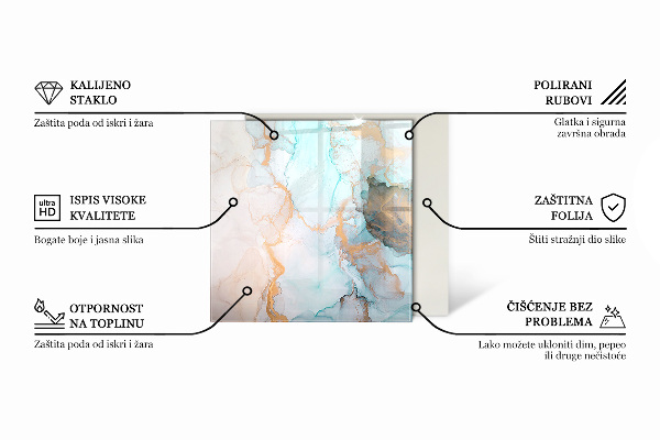 Placă hexagonală din sticlă pentru șemineu Modele delicate de frunze