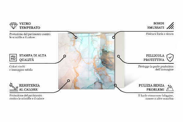 Placă hexagonală din sticlă pentru șemineu Modele delicate de frunze