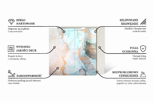 Placă hexagonală din sticlă pentru șemineu Modele delicate de frunze