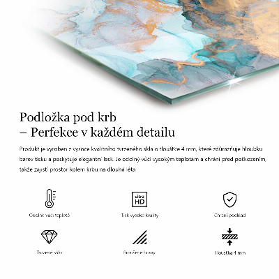 Placă hexagonală din sticlă pentru șemineu Frunze elegante în structură