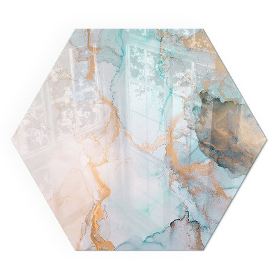 Placă de sticlă hexagonală șemineu Motiv abstract fluid