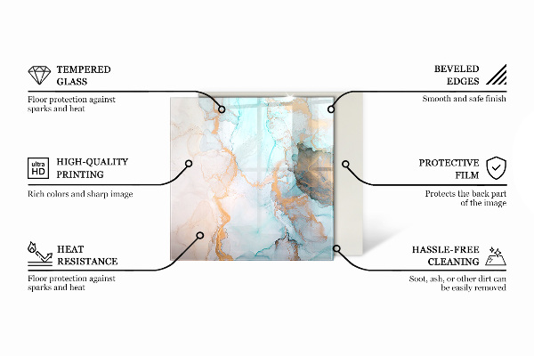 Placă de sticlă hexagonală șemineu Motiv abstract fluid