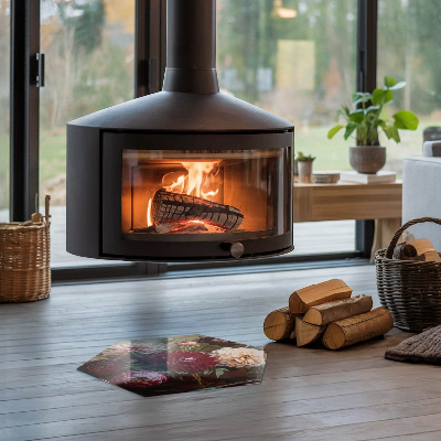 Placă de sticlă hexagonală șemineu Detaliu floral în plină floare