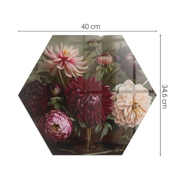 Placă de sticlă hexagonală șemineu Detaliu floral în plină floare