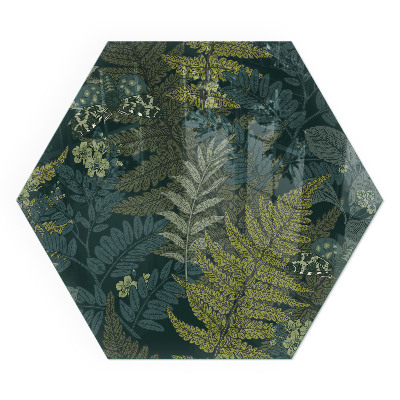 Sticlă hexagonală sub sobă Modele de plante cu fluturi