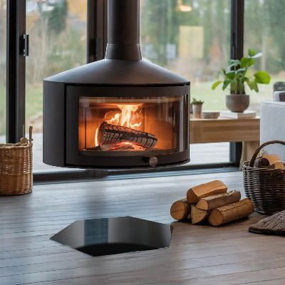 Placă de sticlă hexagonală șemineu Culoare Negru