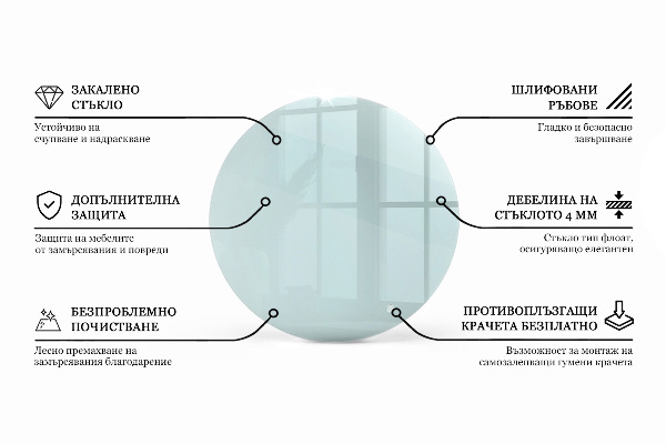 Blat masă rotund transparent