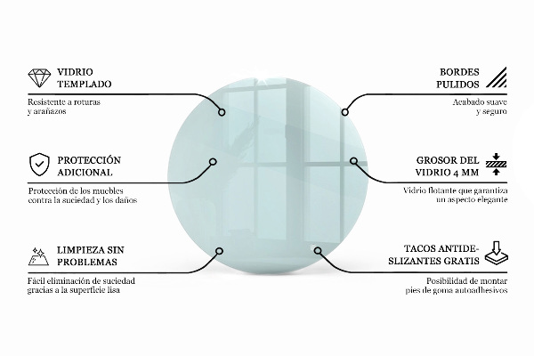 Blat masă rotund transparent