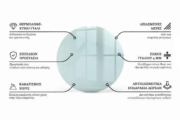 Blat masă rotund transparent