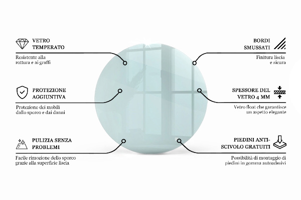 Blat masă rotund transparent
