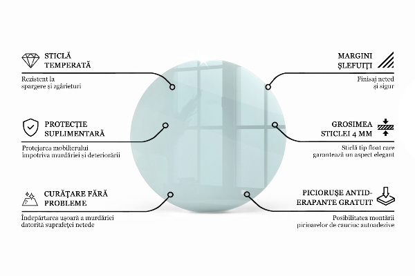 Blat masă rotund transparent