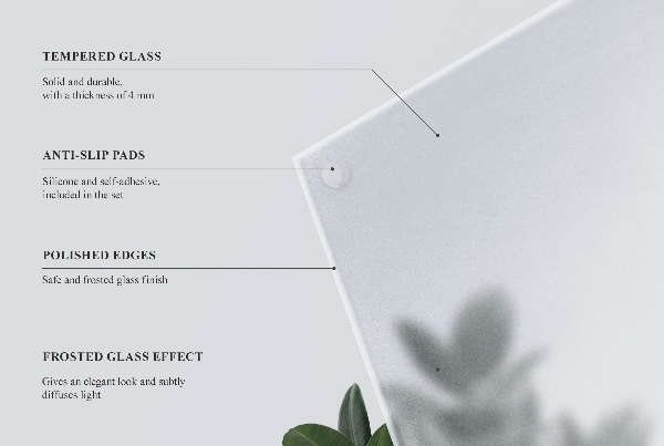 Blat de masă dreptunghiular în varianta semitransparentă