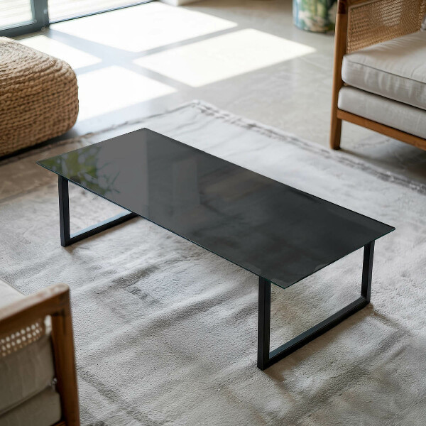Blat masă dreptunghiular Negru solid elegant