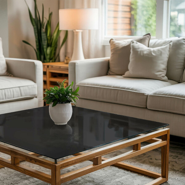 Blat masă dreptunghiular Negru solid elegant
