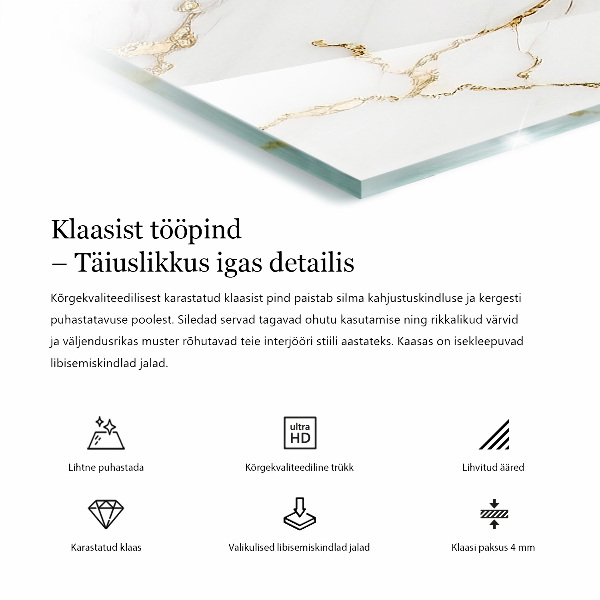Blat masă dreptunghiular Vene de marmură în design