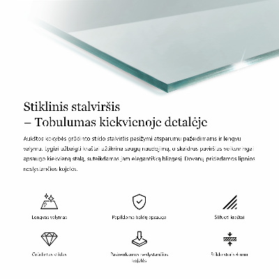 Blat de masă dreptunghiular transparent