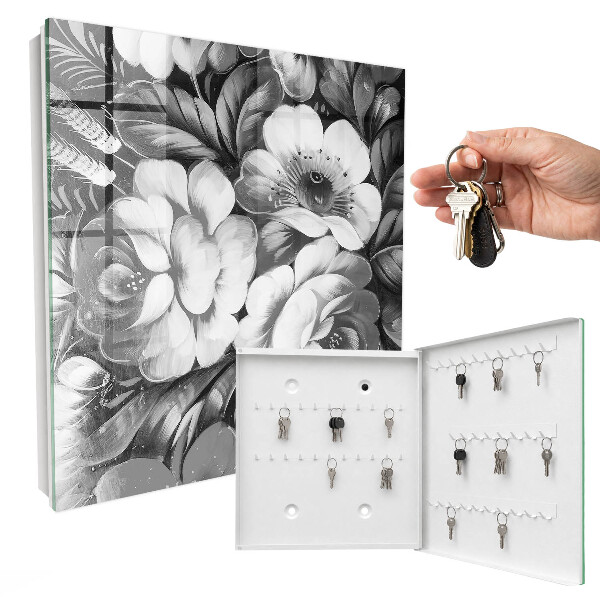 Cutie chei Flori monocrome