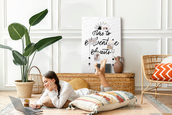 Tabla de pluta Timp pentru o aventură cu o inscripție inspiratoare