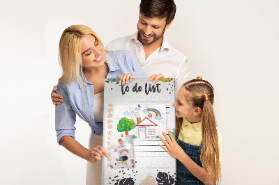 Tabla de pluta Frunze colorate pe fundalul unei liste de activități