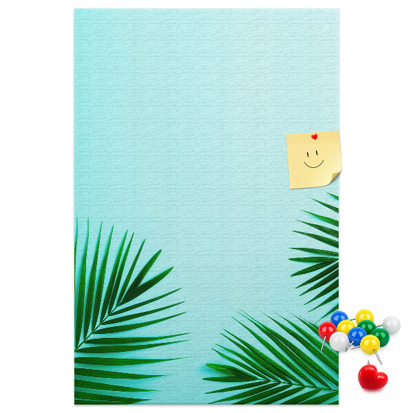 Tabla de pluta Frunze tropicale pe fundal albastru