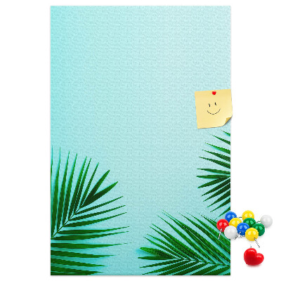 Tabla de pluta Frunze tropicale pe fundal albastru