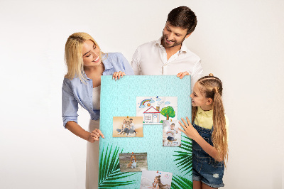 Tabla de pluta Frunze tropicale pe fundal albastru