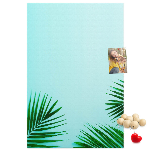 Tabla de pluta Frunze tropicale pe fundal albastru