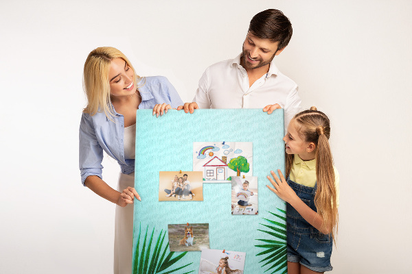 Tabla de pluta Frunze tropicale pe fundal albastru