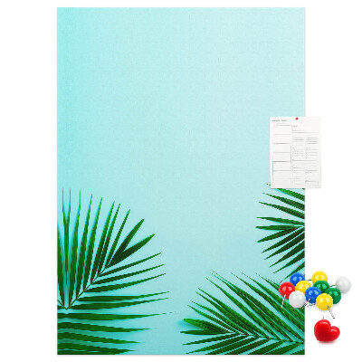 Tabla de pluta Frunze tropicale pe fundal albastru