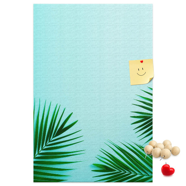 Tabla de pluta Frunze tropicale pe fundal albastru