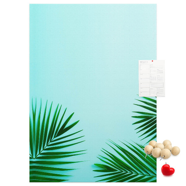 Tabla de pluta Frunze tropicale pe fundal albastru
