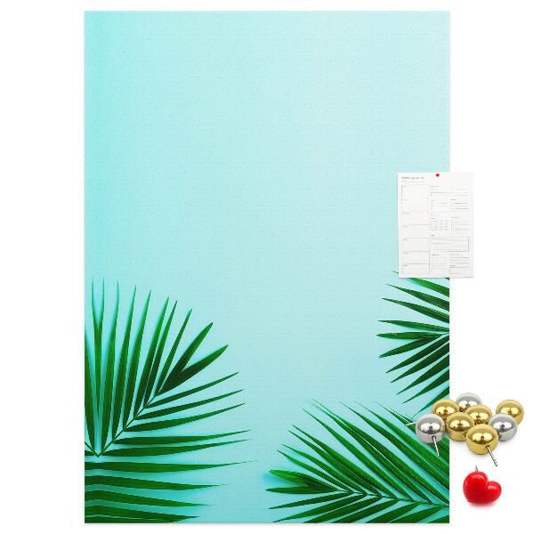 Tabla de pluta Frunze tropicale pe fundal albastru