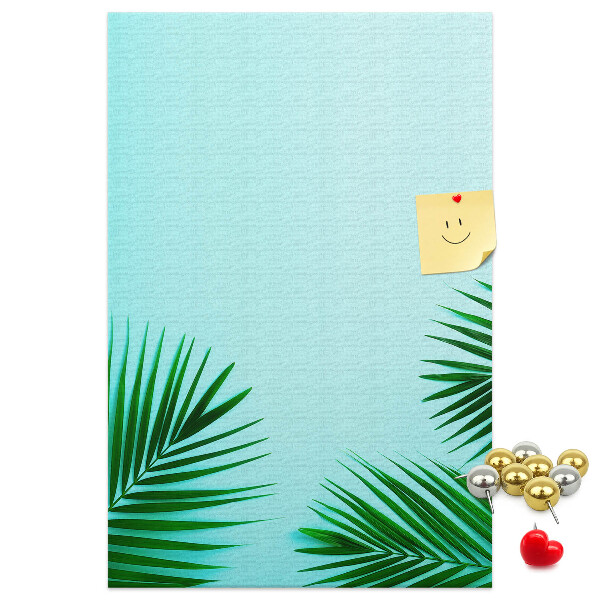 Tabla de pluta Frunze tropicale pe fundal albastru