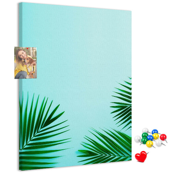 Tabla de pluta Frunze tropicale pe fundal albastru