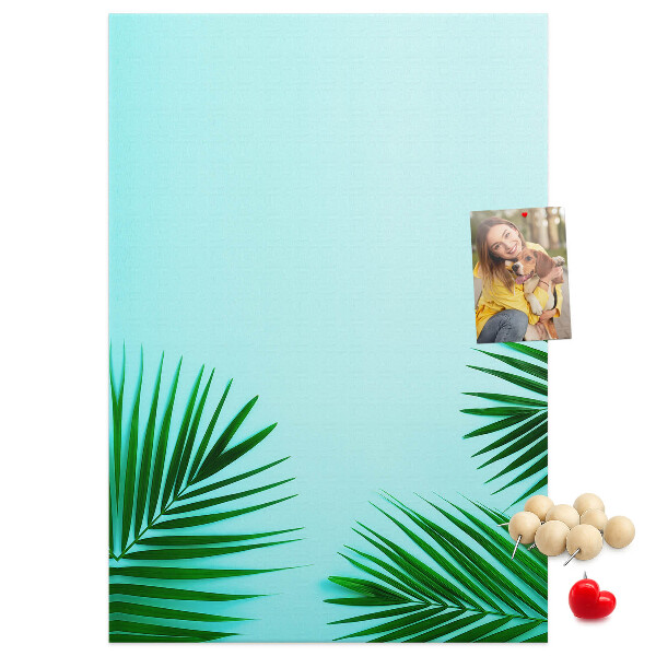 Tabla de pluta Frunze tropicale pe fundal albastru